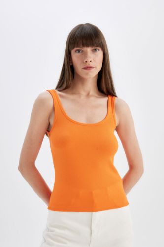 Slim Fit Dar Kesim U Yaka Ribana Basic Düz Atlet