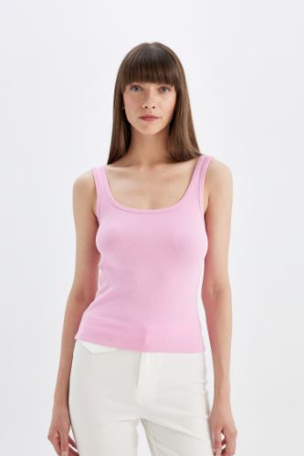 Slim Fit Dar Kesim U Yaka Ribana Basic Düz Atlet