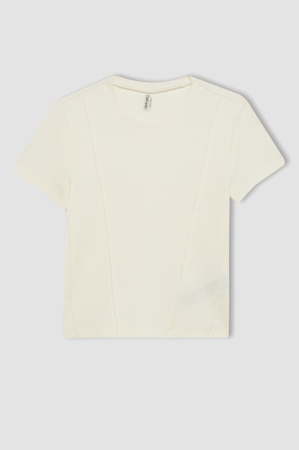 Slim Fit Basic Ribana Tişört Kız Çocuk