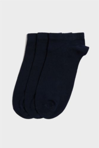Erkek Lacivert 3'lü Bambu Patik Çorap