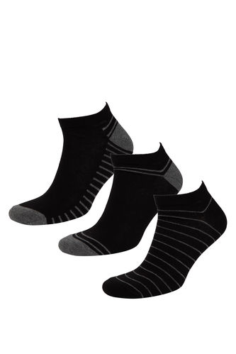 Erkek Çizgili 3'lü Pamuklu Patik Çorap