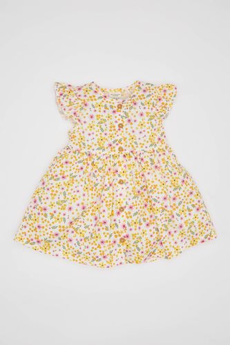 Baby Girl Patterned Linen Look Dress