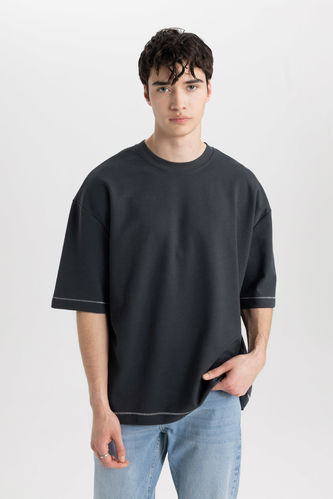 Loose Fit Crew Neck Short Sleeve Heavy Fabric T-Shirt
