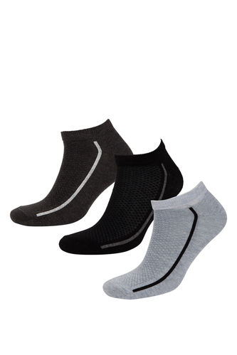 Erkek Çizgili 3'lü Pamuklu Patik Çorap