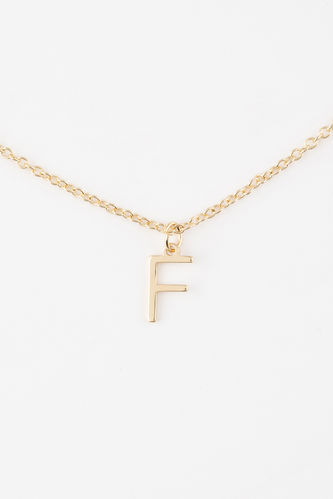 Woman F Letter Gold Necklace