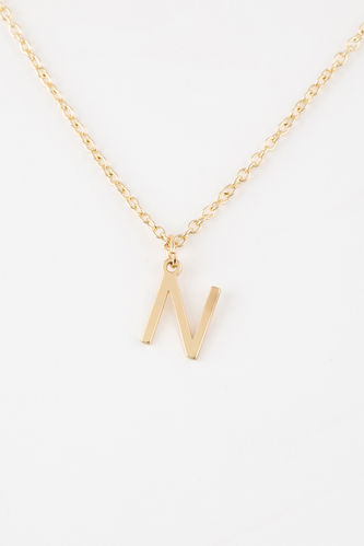 Woman Letter N Gold Necklace