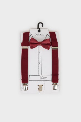 Erkek Çocuk Pamuklu 2'li Takım Pantolon Askısı Papyon