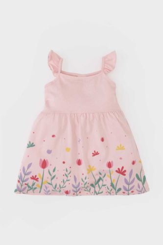 Kız Bebek Çiçekli Askılı Elbise