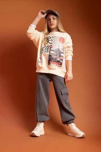 Girl Loose Fit Thick Cargo Pocket Sweatpants