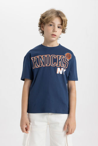 Ұлдарға NBA New York Knicks Лицензиялық дөңгелек жаға Қысқа жеңді футболка