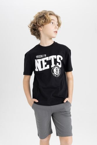 Ұлдарға NBA Brooklyn Nets Лицензиялық дөңгелек жаға Қысқа жеңді футболка