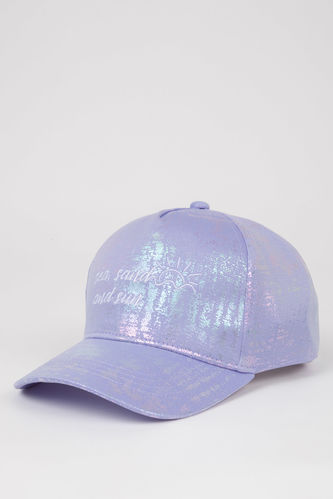 Girl Embroidered Shiny Fabric Baseball Cap