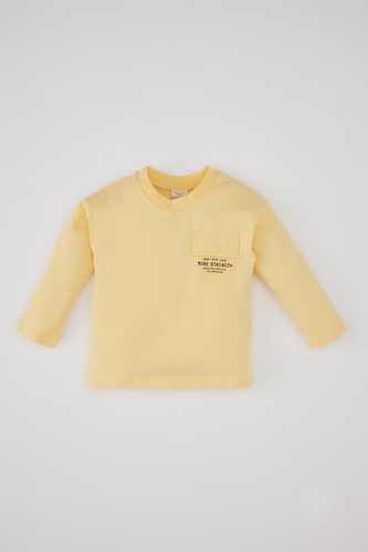 T-Shirt Jersey Coupe Régulière Manches Longues à Col Rond Et Slogan Imprimé Pour Bébé Garçon