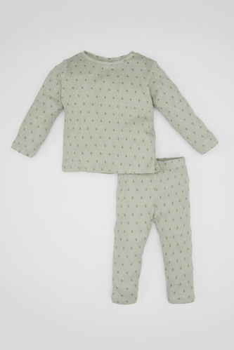 Kız Bebek Çiçekli Uzun Kollu Pijama Takımı