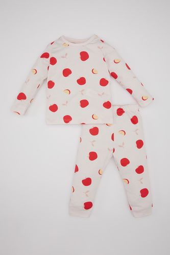 Kız Bebek Meyve Desenli Uzun Kollu Penye Pijama Takımı