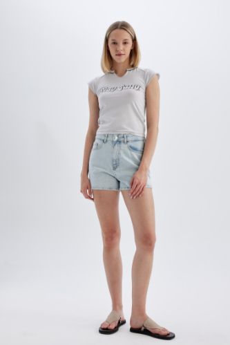 Джинсовые шорты Mom Fit с высокой талией