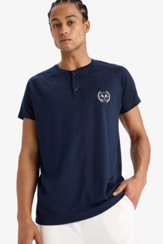 DeFactoFit Standard Fit Crew Neck Printed Sports T-Shirt