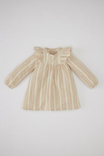 Baby Girl Striped Flared Poplin Dress