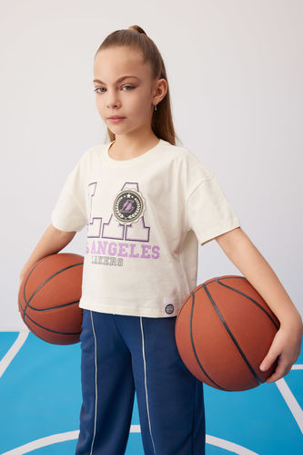 Kız Çocuk NBA Los Angeles Lakers Crop Kısa Kollu Tişört