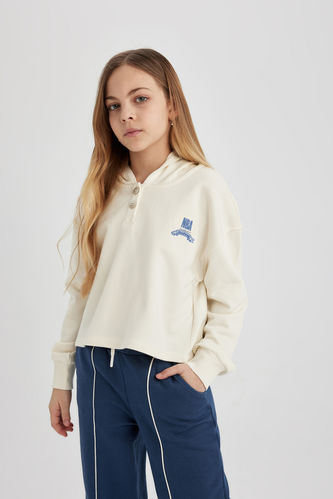 Kız Çocuk NBA Wordmark Crop Kapüşonlu Sweatshirt
