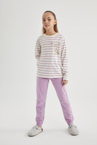 Kız Çocuk Çizgili Penye Pijama Takımı