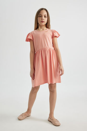 Girl Short Sleeve Combed Cotton Dress