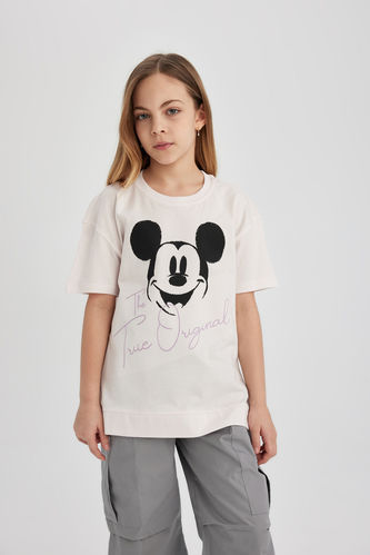 Kız Çocuk Disney Mickey & Minnie Oversize Fit Kısa Kollu Tişört