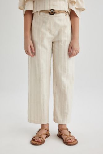 بنطرون بناتي قطن وايد ليج برحل واسع