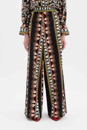 Lug Von Siga x DeFacto Wide Leg Geniş Paça Maxi Poplin Kumaş Pantolon Desenli Normal Bel