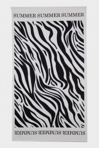 Kadın Zebra Desenli Pamuklu Plaj Havlusu