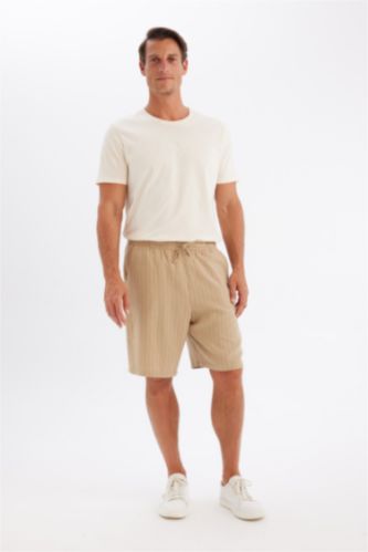 Relax Fit Linen Blend Bermuda Shorts