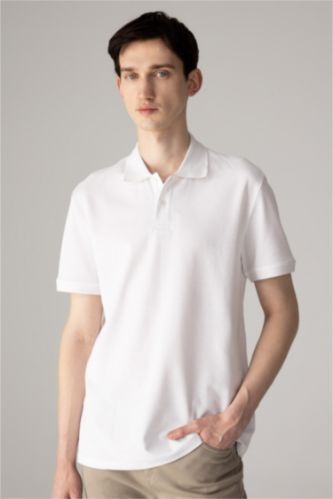 MAN White New Regular Fit Pique Short Sleeve Polo T-Shirt