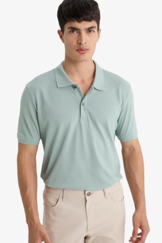 Regular Fit Short Sleeve Basic Cotton Polo T-Shirt