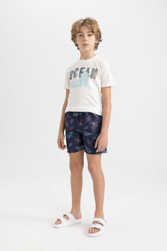 Boy Printed Short Sleeve T-Shirt Swim Shorts 2 Piece Set