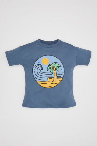 Baby Boy Regular Fit Crew Neck Nature Printed T-Shirt