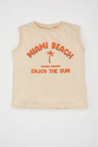 Baby Boy Crew Neck Printed Sleeveless T-Shirt