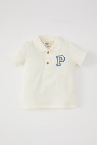 Baby Boy Printed Pique Short Sleeve Polo T-Shirt
