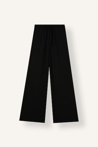 Pantalon noir large avec poches taille normale et longueur standard