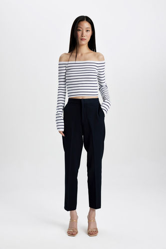 Chino Normal Waist Ankle Length Trousers