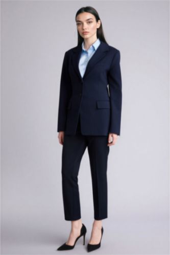 Woman NAVY Regular Hem Trousers