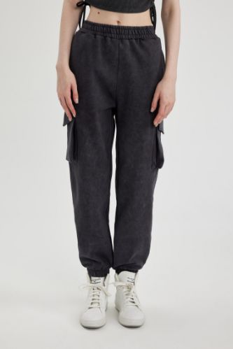 Coool Basic Düz Beli Paçası Lastikli Kargo Cepli Jogger Eşofman Altı