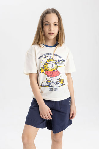 Kız Çocuk Garfield Relax Fit Kısa Kollu Tişört