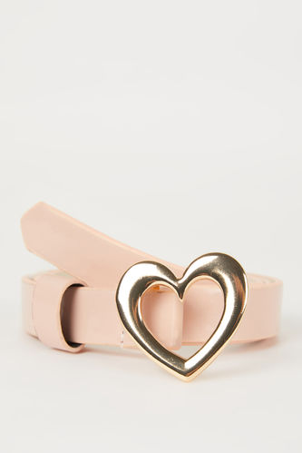 Girl Oval Buckle Faux Leather Classic Belt
