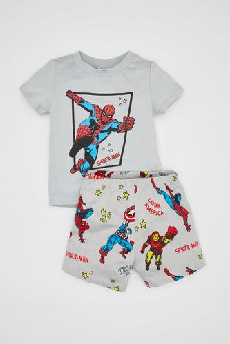 Erkek Bebek Marvel Comics Penye Uzun Kollu Şortlu Pijama Takımı