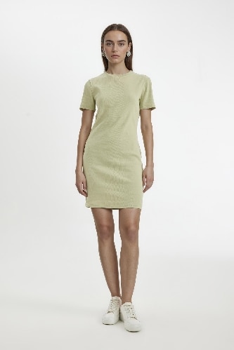 Bodycon Crew Neck Ribbed Camisole Mini Dress