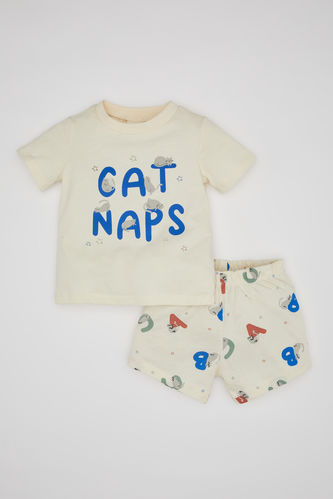Erkek Bebek Baskılı Penye Kısa Kollu Şort Pijama Takımı