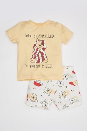 Erkek Bebek Disney Winnie The Pooh Kısa Kollu Şortlu Penye Pijama Takımı