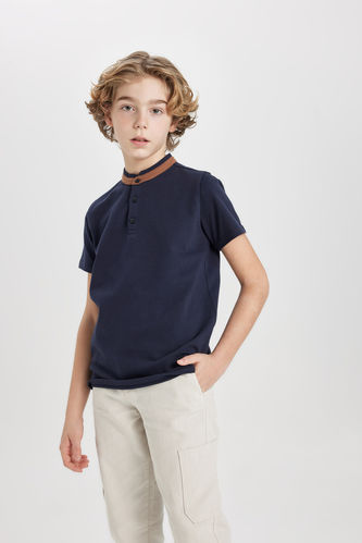 Boy High Collar Short Sleeve Polo T-Shirt