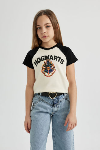 Kız Çocuk Harry Potter Crop Ribana Kısa Kollu Tişört