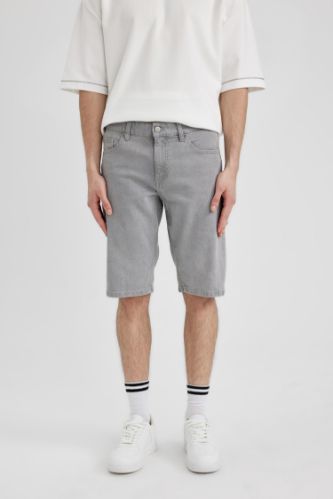 Slim Fit Denim Bermuda Shorts